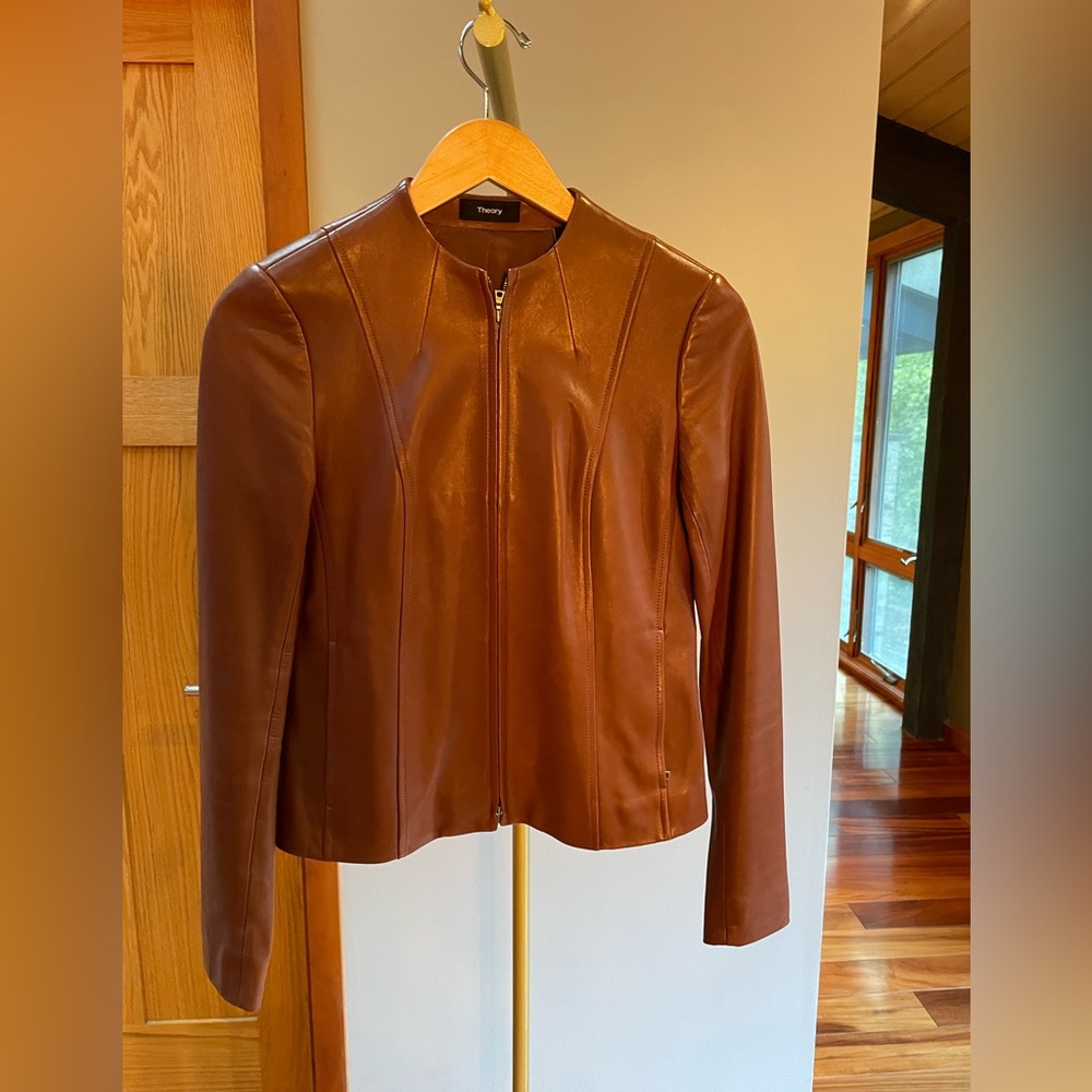 Theory leather jacket. Size P